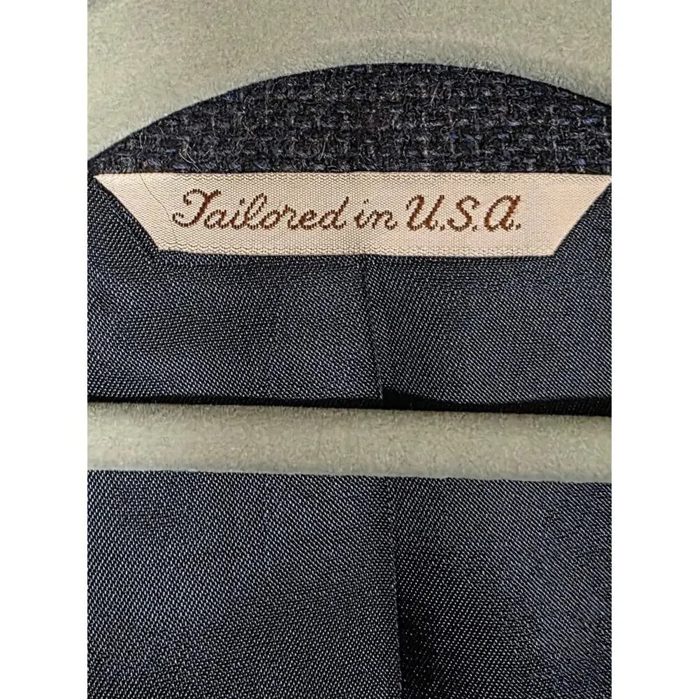 Stafford Vintage USA Made Wool Tweed Blazer Suede Elbow Patches 42L